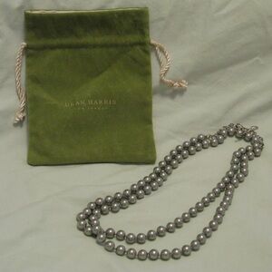 Dean Harris Quartz Black Glass Pearl & Silver Necklace - Gorgeous HTF Style!